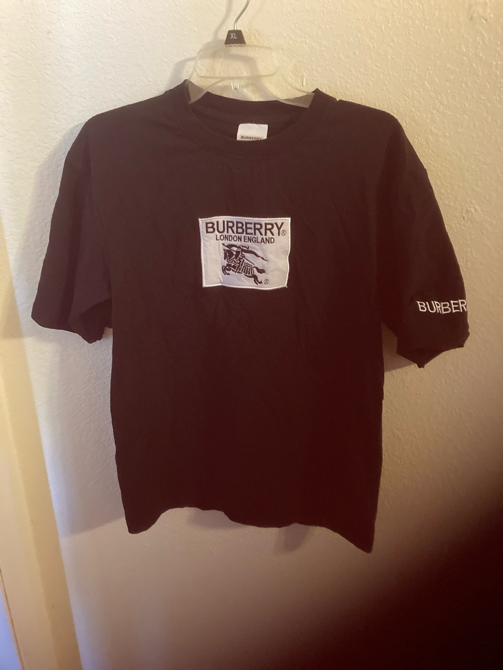 Burberry Black T-Shirt with White Logo Patch